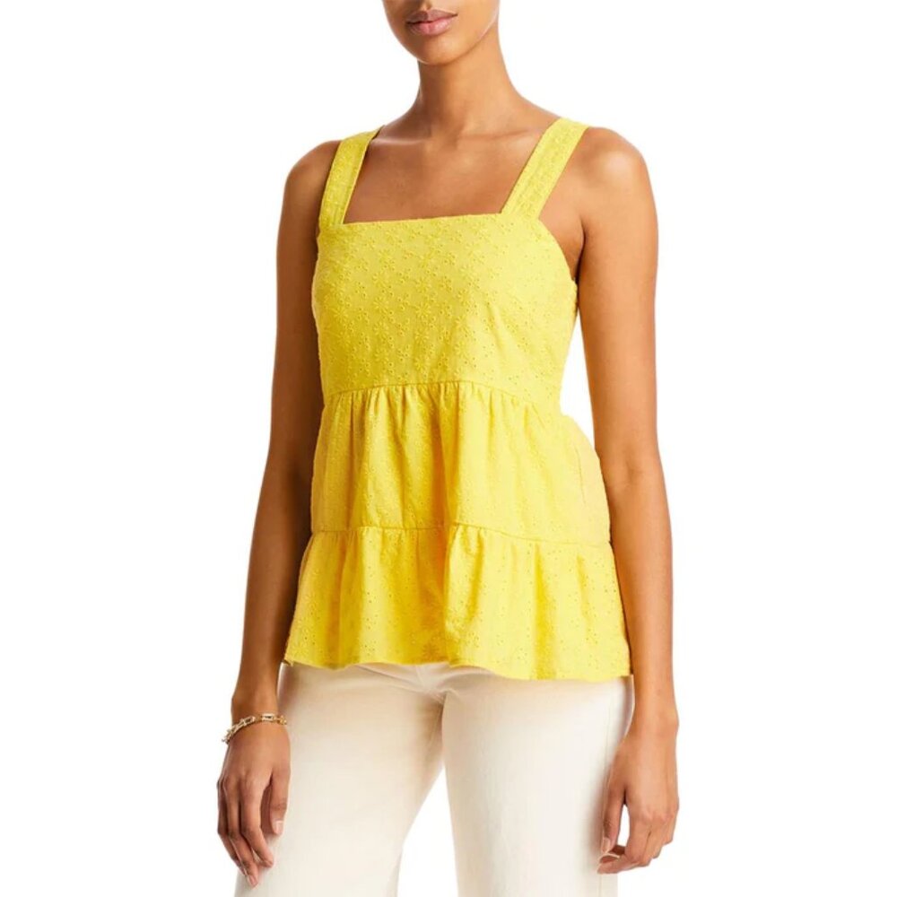 NWT Aqua yellow eyelet tank top XS